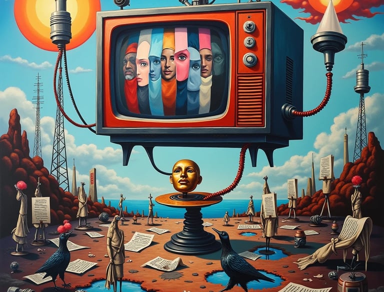 imagen de una televisión en un cuadro surrealista