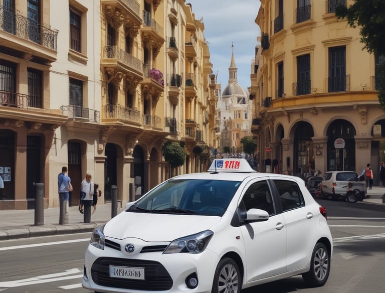 A police SUV with the words 'TRANSIT POLICE' boldly displayed on the side is parked on a city street. The vehicle is white and has emergency lights on top. In the background, blurred pedestrians are seen walking along the sidewalk, while store signs and street infrastructure are visible, suggesting a busy urban environment.