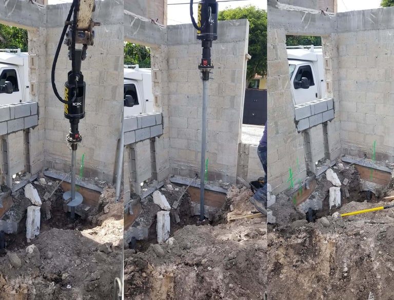 Existing construction pile installation