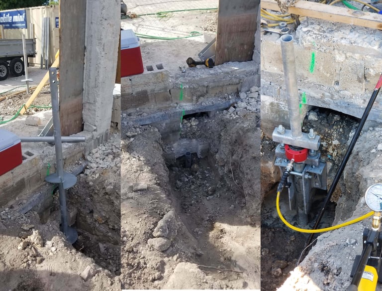 Compresion application in existing construction pile installation