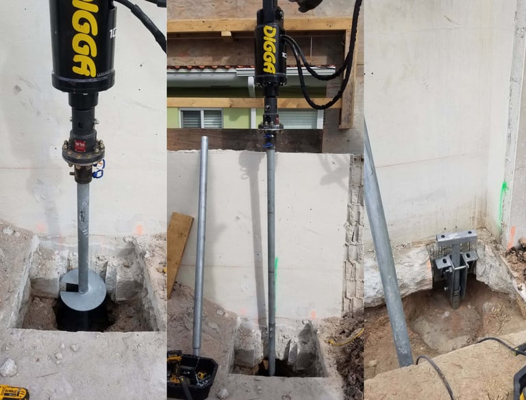 Existing construction pile installation