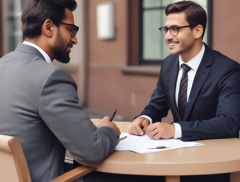 A successful job interview setting in Lithuania.