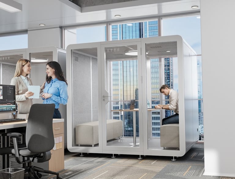 Stylish acoustic office pod for 4–5 people – noise-reducing booth
