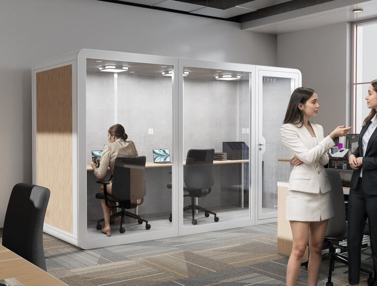 Extra-large 6–7 person acoustic pod for team discussions and meetings