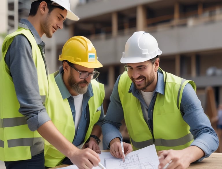 A team of professionals discussing property plans.