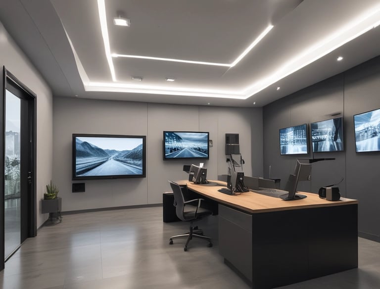 A modern smart building showcasing advanced ELV systems.