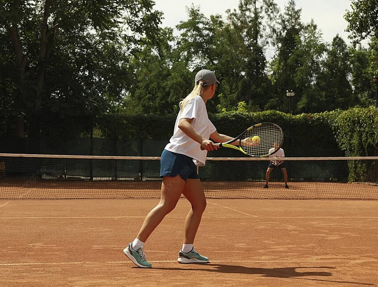 une sportive qui joue du tennis avec un sportif