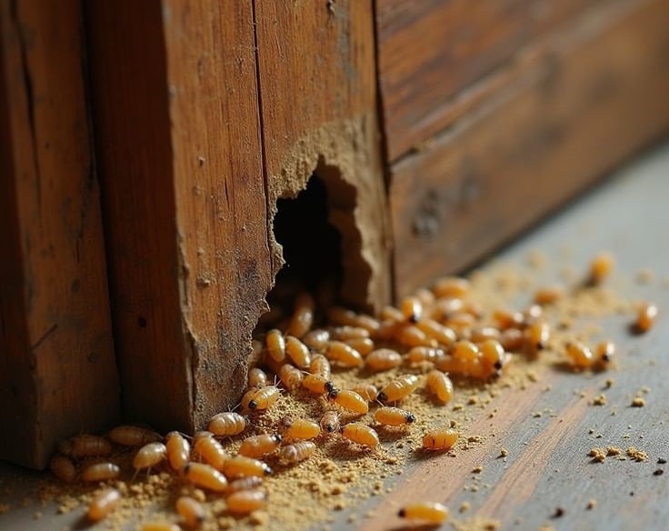 cupins dentro de uma madeira