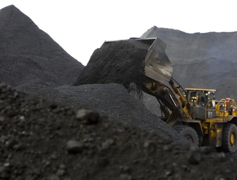 Shovel die steenkool oppakt