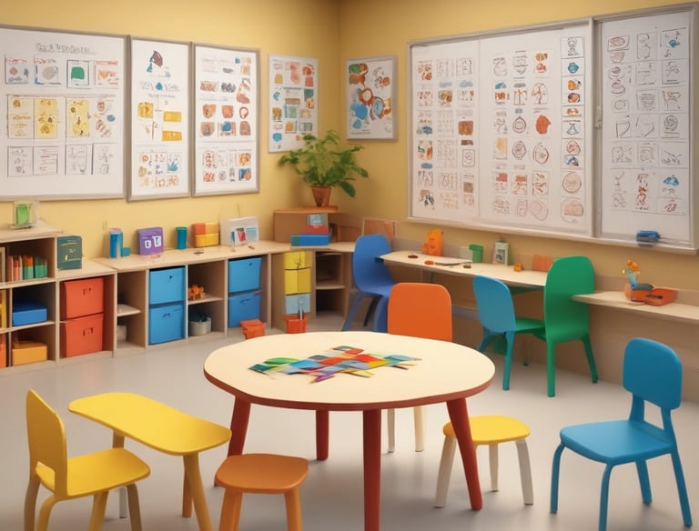 A large auditorium is filled with people, with a focus on a stage where a person is speaking at a podium. The stage is decorated with large puzzle pieces and a backdrop screen displaying text. Musicians are seated to the left side of the stage, and there is subtle lighting creating a warm atmosphere.