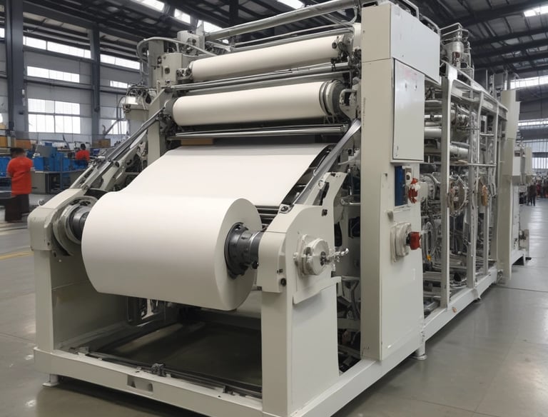 A person in a red shirt is manually operating a machine used for processing or handling leaves or fibrous plants. The machine is positioned beside a building with a corrugated metal wall. In front of the machine, there is a pile of green plant material on the ground.