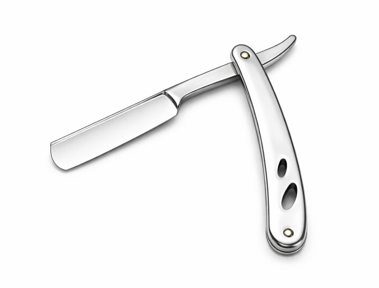 Classic straight razor for professional barber use, precision shaving tool