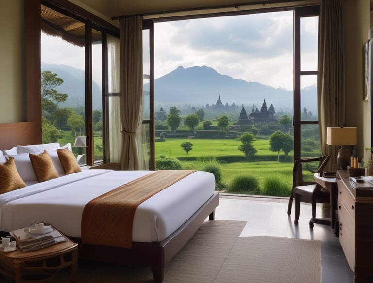 A vintage VW van parked near lush greenery, ready for a tour.