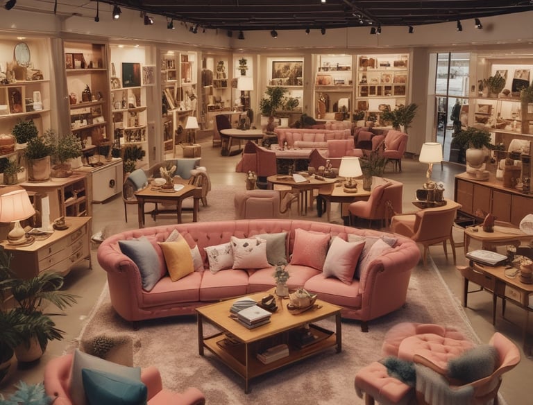 A modern retail store with a sleek glass facade located inside a shopping mall. The store features a vibrant interior with prominent red and pink lighting, creating a contemporary and dynamic appeal. The entrance is spacious and welcoming, with clear visibility of products displayed inside.