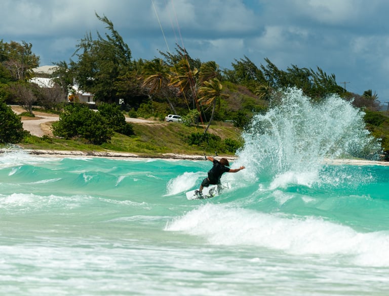 kitesurfing at Jabberwok beach Antigua