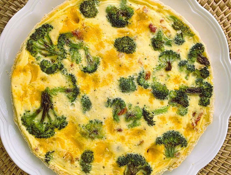 Cheddar and broccoli quiche