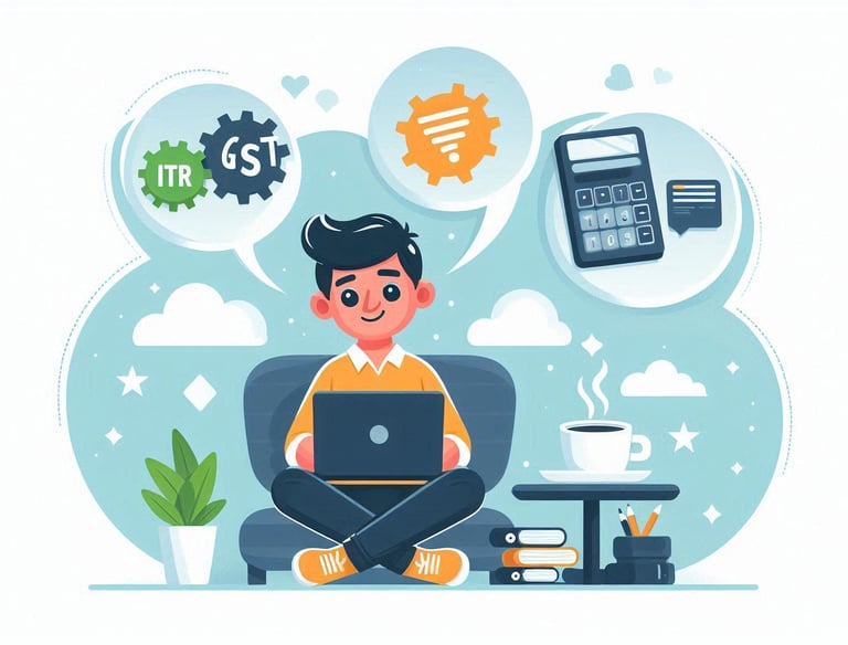 a man sitting on a chair with a laptop and a laptop