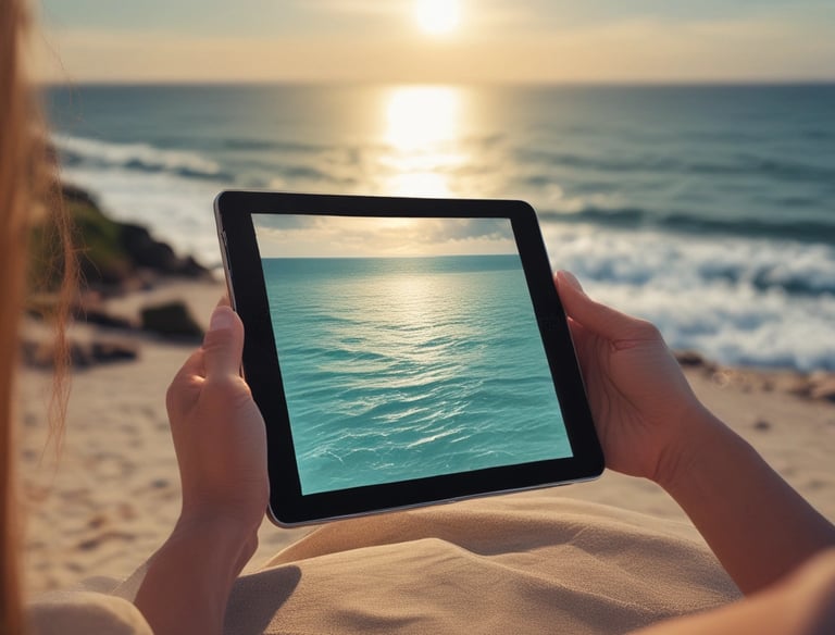 a person holding a phone and a laptop