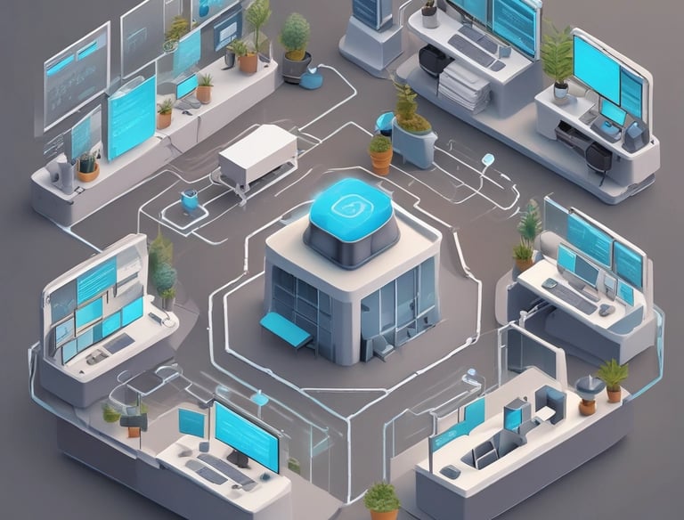 A hand is holding a smartphone displaying a smart lighting app. The screen shows controls for 'Living Room lights' with brightness set at 70%. The app has a minimalist design with a dark background and a central yellow circle indicating the brightness level. Part of a blurred plant and a bright round light are visible in the background.