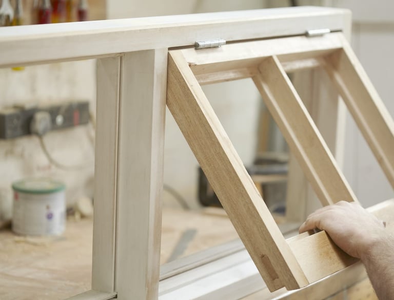 a man is holding a window pane of a window