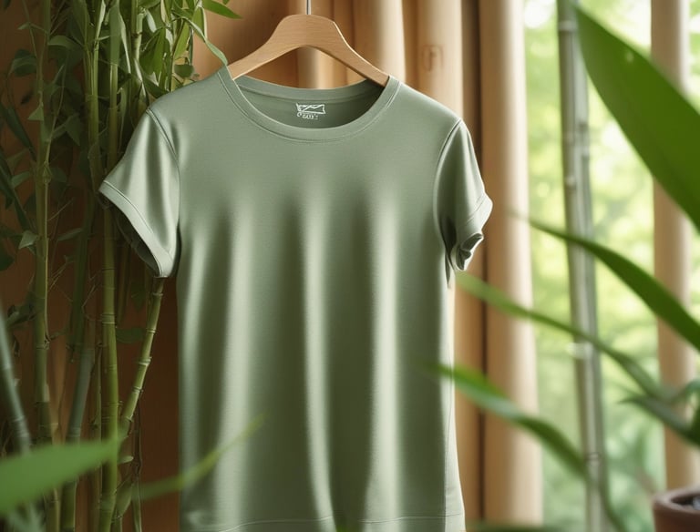 A minimalist arrangement of eco-friendly cleaning products including various bottles, containers, and packaging. The items are neatly placed on a soft beige fabric backdrop, emphasizing a sustainable and natural aesthetic.