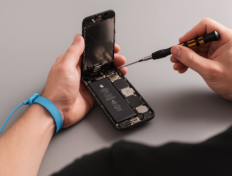 Technician replacing an iPhone battery