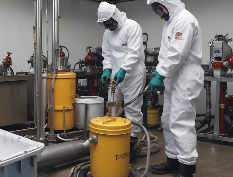 Industrial facility processing oily water with eco-friendly equipment.