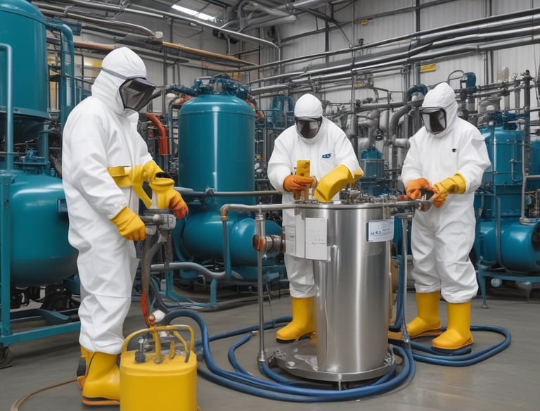 Industrial facility processing oily water with eco-friendly equipment.