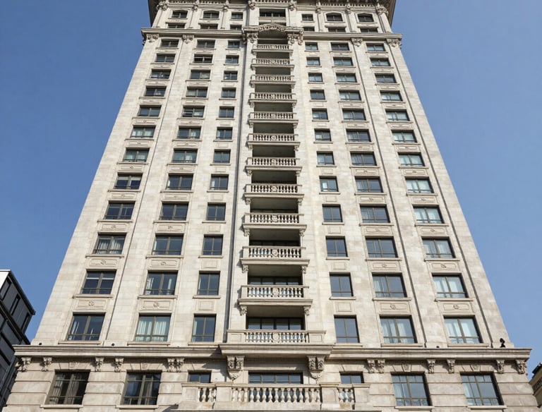 a man riding a skateboard down a street next to tall buildings