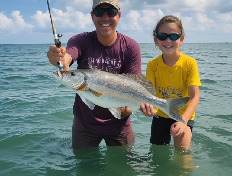 A boat cutting through deep blue Caribbean waters with anglers ready for offshore gamefish.