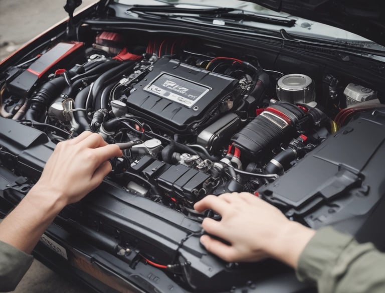 a man riding a skateboard down a street next to tall buildings