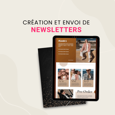Service de création et envoi de newsletters affiché sur une tablette numérique pour le marketing digital.