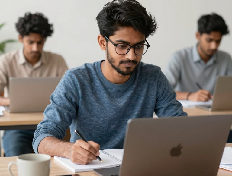 Students attentively participating in a live online judicial coaching session.