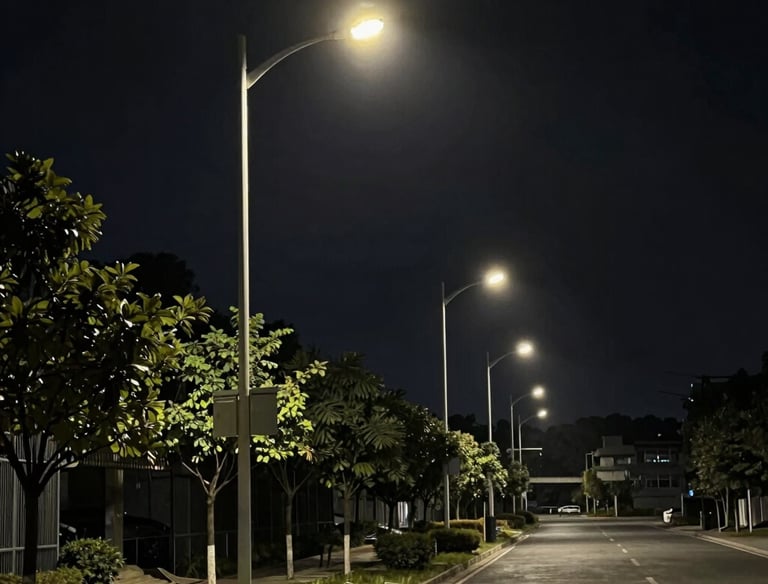 Lux heatmap overlay on a modern commercial building facade at dusk.