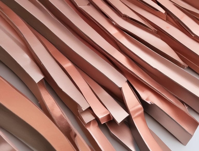 Stacks of neatly organized copper strips ready for shipment.