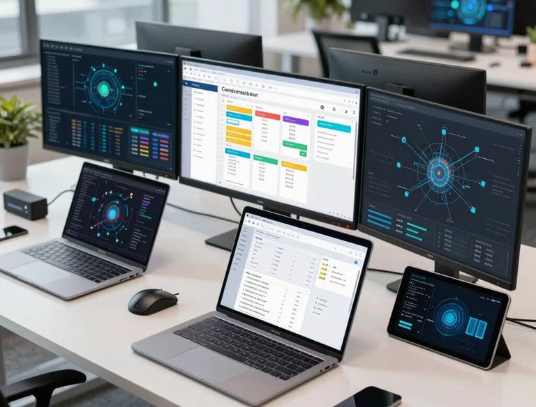 Sleek modern digital interface showcasing transformation in progress on a laptop screen.