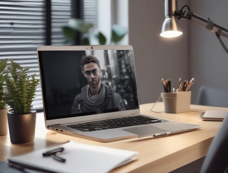 A team member coordinating with influencers over video call.