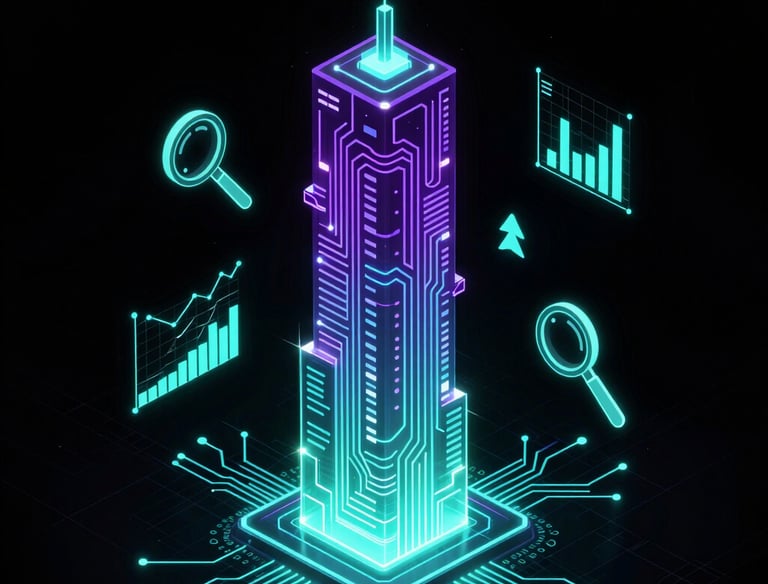 Illustration of local SEO strategy with map markers and search rankings.
