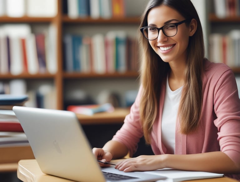 A friendly counselor discussing course options with a student in a bright office.