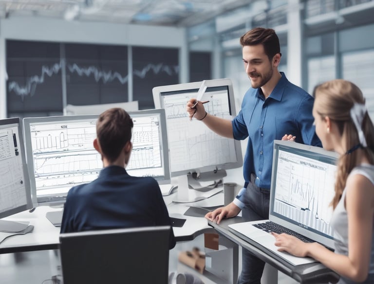 Professional consulting session with charts and project plans.