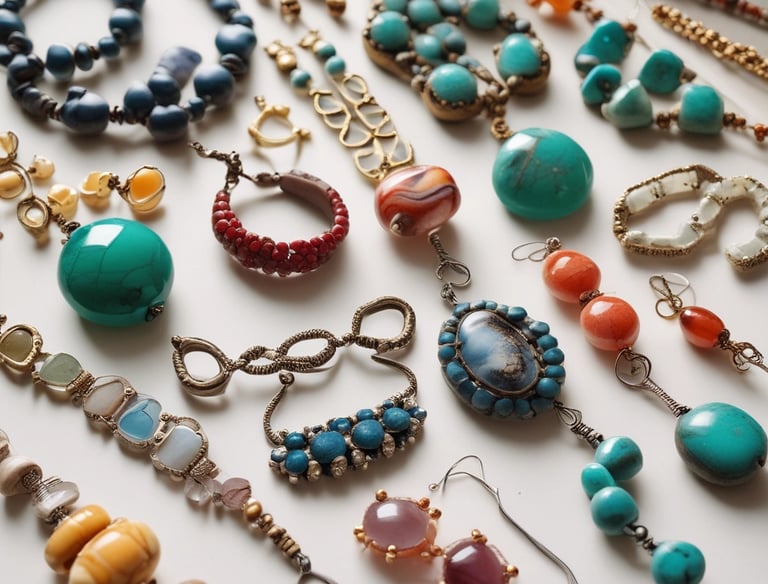 Colección de joyería artesanal hecha a mano con piedras naturales mexicanas, collares tejidos 