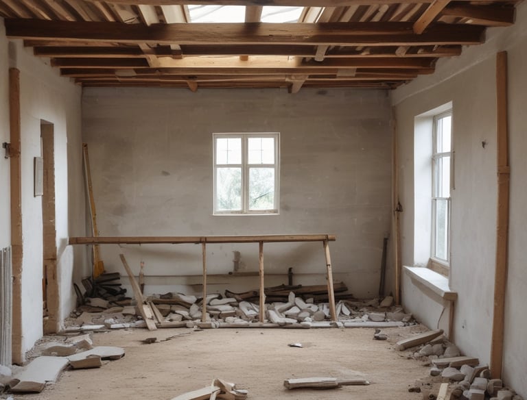 Before and after shots of a loft conversion transforming an attic into a cozy bedroom.