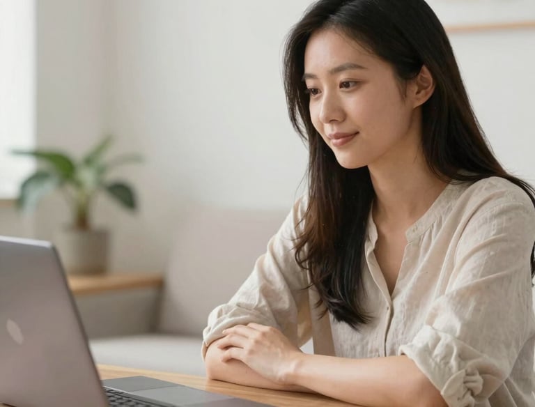 A cozy home setting with a laptop open to a video call, symbolizing online therapy sessions.