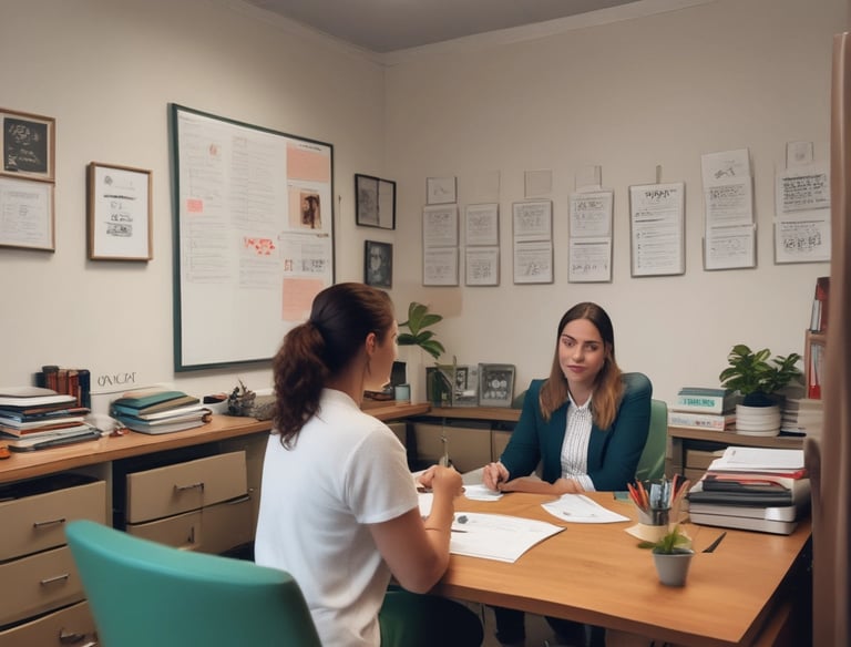 A creative workspace with a laptop showing digital marketing analytics on screen.