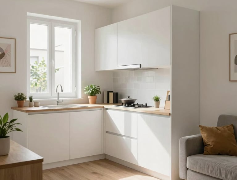 Cozy bedroom with natural light and minimalist design.