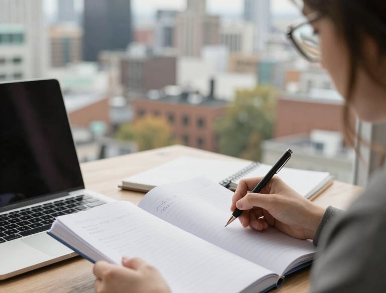 A traveler with luggage looking at a map planning their trip.