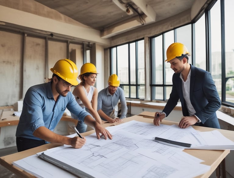 Construction site showing a double-storey home framed with timber under a clear blue sky.
