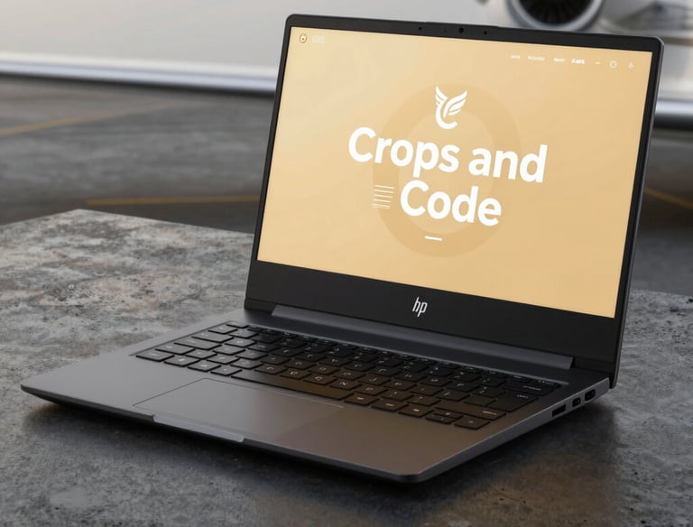 A custom website design on a tablet, blending modern tech with rural themes.