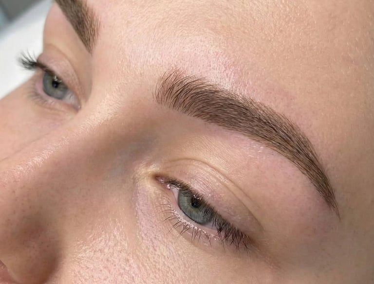 Risultato di microblading alle sopracciglia con metodo ChromaLift presso Tratto Perfetto Carmagnola
