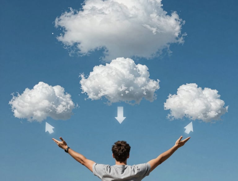 Secure cloud storage concept with digital lock and data icons.